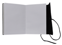 black leather wrapped journal with leather cord closure